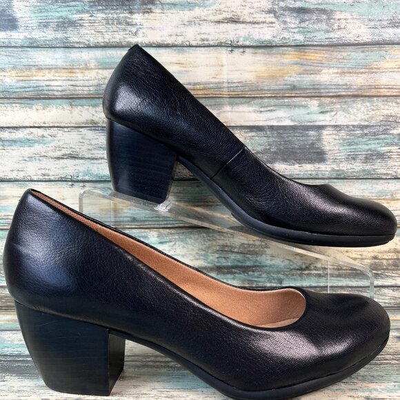 Comfortiva Womens 10M Classic Pumps Black Leather Dress Formal Comfort Work Shoe - Picture 1 of 10